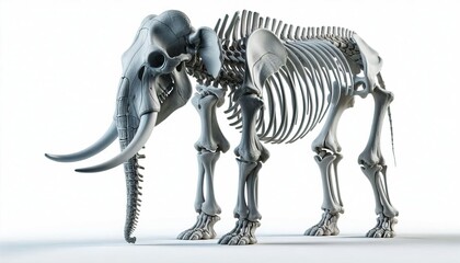 Elephant Skeleton on White Background