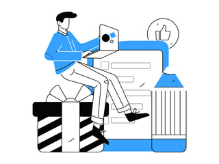 Invite friends to conduct questionnaire flat vector concept operation hand drawn illustration
