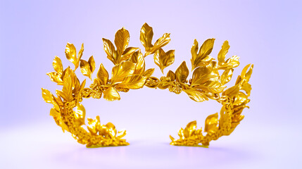 gold laurel crown, pink background