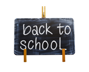 black chalkboard with back to school text, transparent background