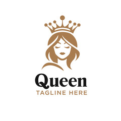 Beautiful Queen Prince Princess With Crown Logo Design 