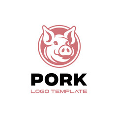 Vector Illustration Pork Pig Farm Logo Design 