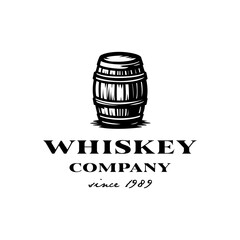 Vintage Old Beer Whiskey Barrel.Wooden Cask For Bar Brewery Logo Design