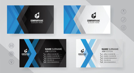 Set of blue Modern Corporate Business Card Design Templates, vector eps 10