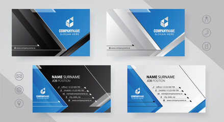 Set of blue Modern Corporate Business Card Design Templates, vector eps 10
