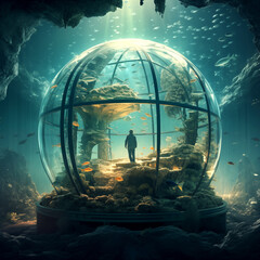 man in a fantasy world of the future