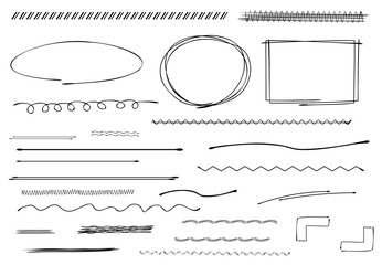 手書きペンの罫線やフレーム　アンダーライン　黒