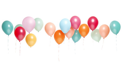 Colourful balloons floating against transparent background.
