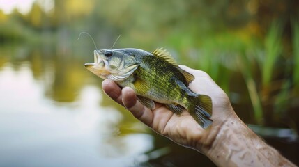 Catching small bass in fishing Daily fish catch