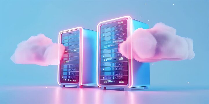 Server Rack With Cloud Computing Concept IllustrationServer Rack With Cloud Computing Database Concept Illustration