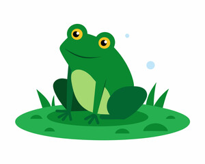 A frog is sitting on a hummock in a swamp vector illustration 