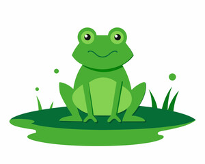 A frog is sitting on a hummock in a swamp vector illustration 