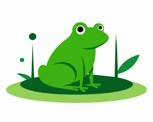 A frog is sitting on a hummock in a swamp vector illustration 