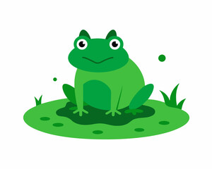 A frog is sitting on a hummock in a swamp vector illustration 