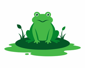 A frog is sitting on a hummock in a swamp vector illustration 