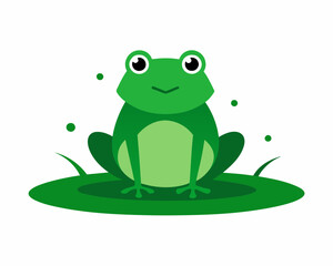 A frog is sitting on a hummock in a swamp vector illustration 
