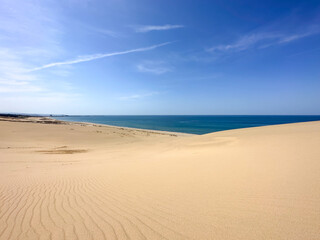 日本の鳥取にある広大な砂丘の風景