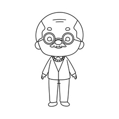 A cartoon man with glasses