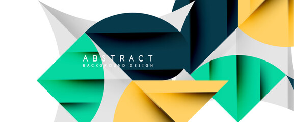 Minimal geometric elements on white. Petals, round triangles, star