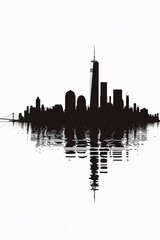 Obraz premium New York skyline silhouette featuring twin towers, 911 Patriot Day design, white background