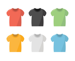 Colorful tshirt vector set, collection of blank t-shirt illustration, tshirt icon design, t-shirts vector image