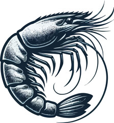cute shrimp icon silhouette vector