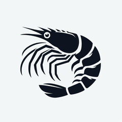 cute shrimp icon silhouette vector