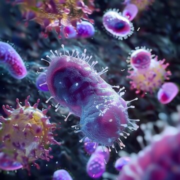 3D Illustration of Cryptosporidium Parasite in Microscopic
