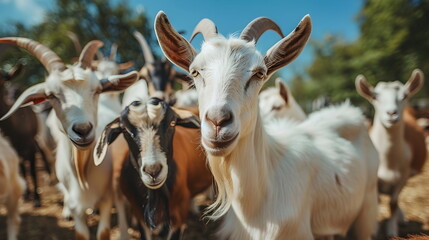 Herd Goats Farming Livestock Agriculture Pasture Grazing Domestic Animals Rural Scene