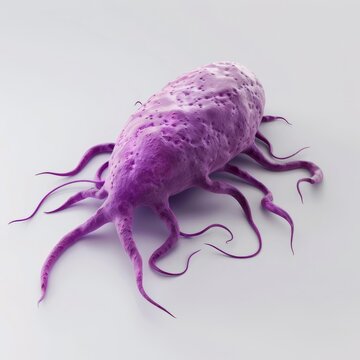3D Illustration of Cryptosporidium Parasite in Microscopic