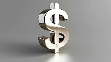 3d render of dollar sign on grey background