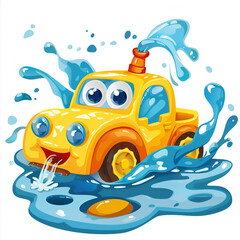 cartoon water toy car, Generative AI 