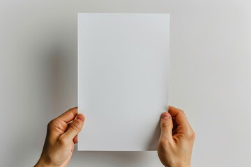 Blank paper mockup on hand created with generative AI
