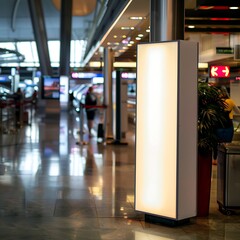 Airport boarding vertical light box, empty.