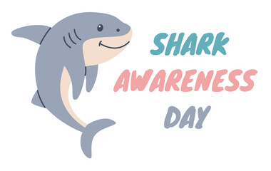 Shark awareness day design template for celebration. Shark awareness day vector template. Vector design, flat illustration, fish silhouette.