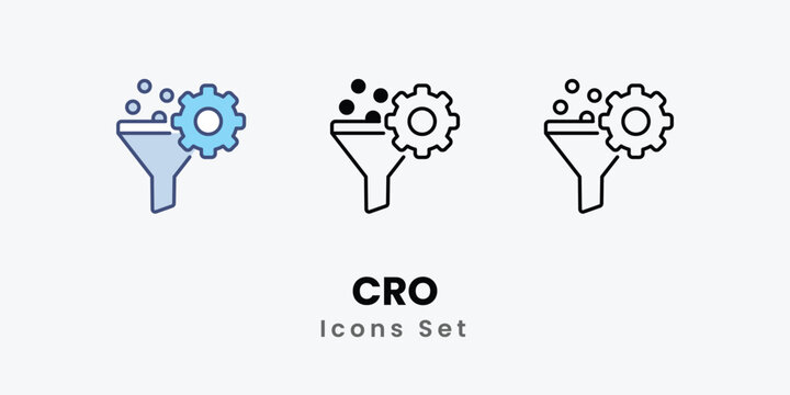 CRO icons vector set stock illustration.