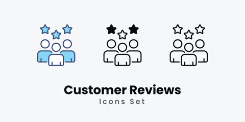 Customer Reviews icons vector set stock illustration.