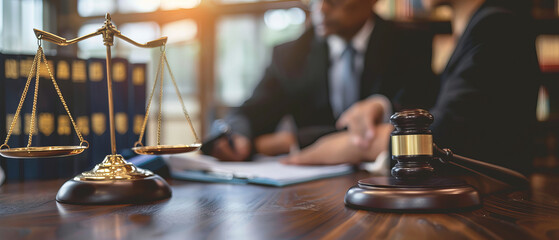 Lawyers at a table discussing legal strategy