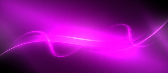 Neon glowing circle rays, light round lines in the dark, planet style neon wave lines. Energetic electric concept design for wallpaper, banner, background