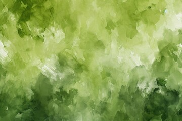 A vibrant painting featuring a green and white background with intricate details