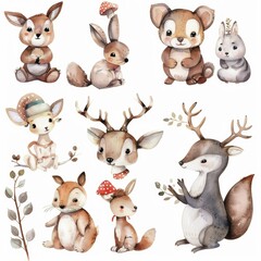 This watercolor set features a collection of adorable forest creatures.