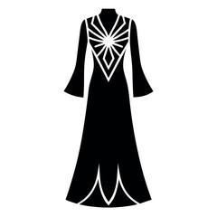 a modern and stylish kaftan dress  mockup vector silhouette