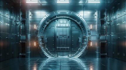 Obraz premium Secure Entryway to a Futuristic Clandestine Research Laboratory with Advanced Security Measures