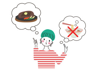 ラーメンじゃなくてステーキを食べようと考えている女性