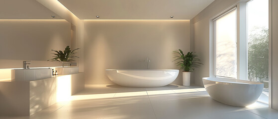 Minimalist bathroom with sleek design and modern fixtures