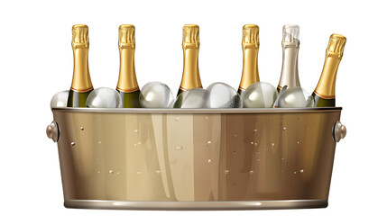 Wine bottle, ice cubes, transparent picture