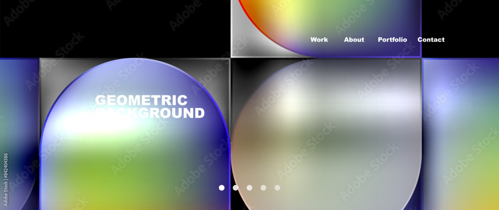 Aufkleber bright colorful squares with round elements minimal geometric background. vector illustration for wa