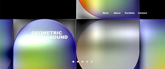 Fototapeta premium Bright colorful squares with round elements minimal geometric background. Vector Illustration For Wallpaper, Banner, Background, Card, Book Illustration, landing page