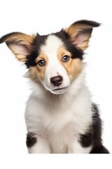 Fototapeta premium A dog sitting and looking up with a sad expression