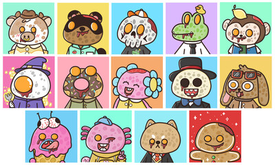 Fototapeta premium set of cute zombies animals